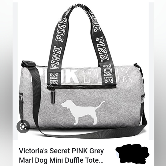 PINK Victoria's Secret Handbags - Victoria Secret PINK Gray Marl Dog Mini Duffel Tote Bag